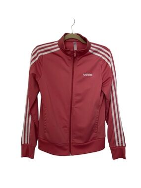 adidas Women's Rose Pink Track Jacket with White Stripes